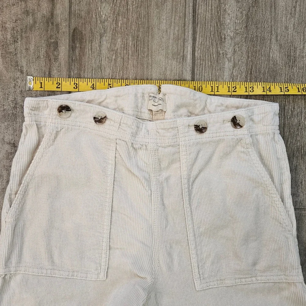 Pilcro The Kit High-Rise Wide-Leg Utility Trousers‎ Size 30T Cream Cinch Retro